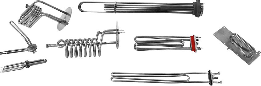 Tubular heating elements for liquid