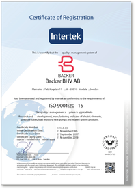 Certificate 9001, Backer BHV